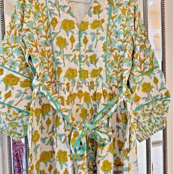 Brand new tuckernuck Sue Sartor yellow, green & white contrast print Dress - Picture 2 of 16